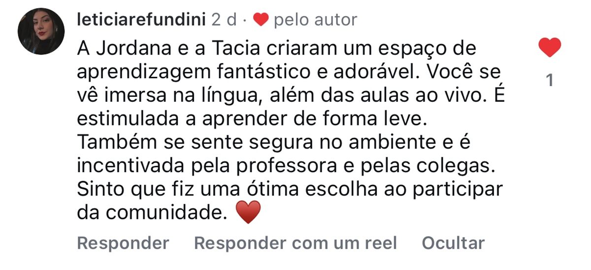 Depoimento da Letícia